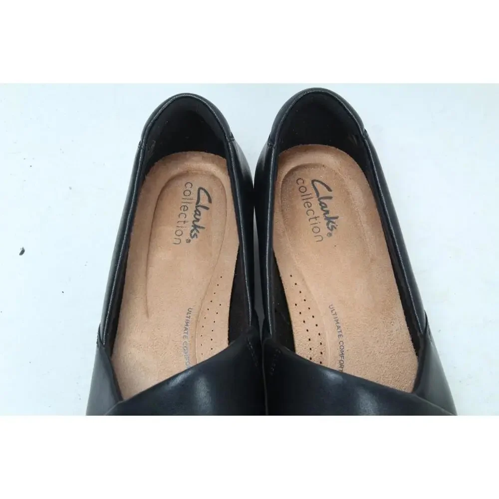 Clark's Collection Juliet Palm Slip-On Leather Flats Black Loafer Womens 10 M